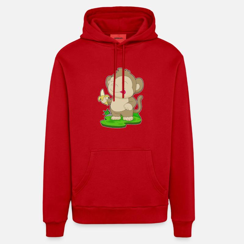 Singe Banane - Sweat à capuche bio décontracté fabriqué en UE - rouge