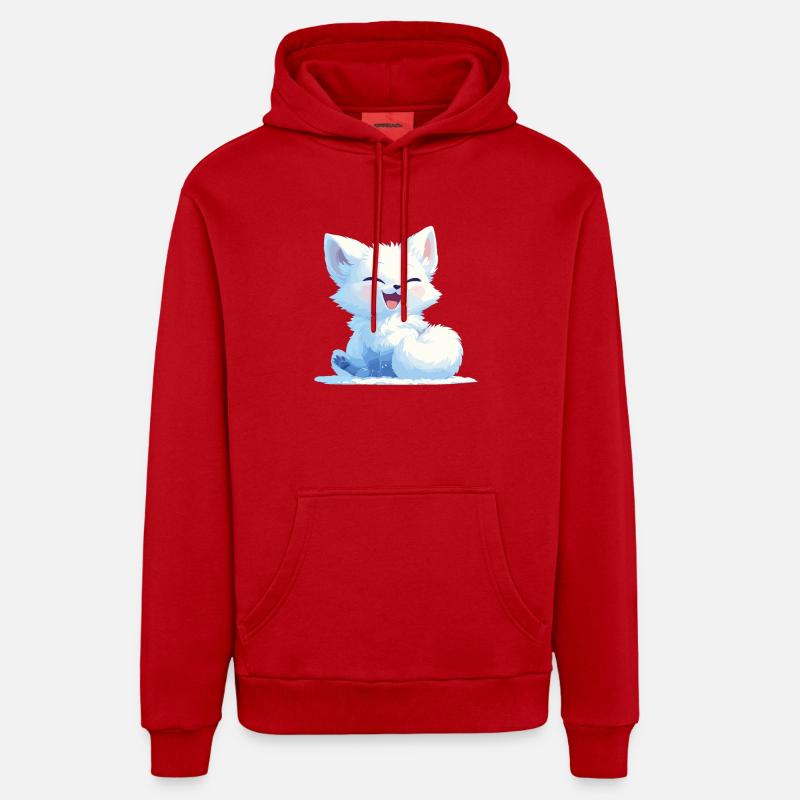 Renard arctique Polarfüchse Polarfuchs - Sweat à capuche bio décontracté fabriqué en UE - rouge