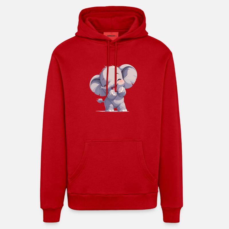 Elephant Elefanten Elefant - Sweat à capuche bio décontracté fabriqué en UE - rouge