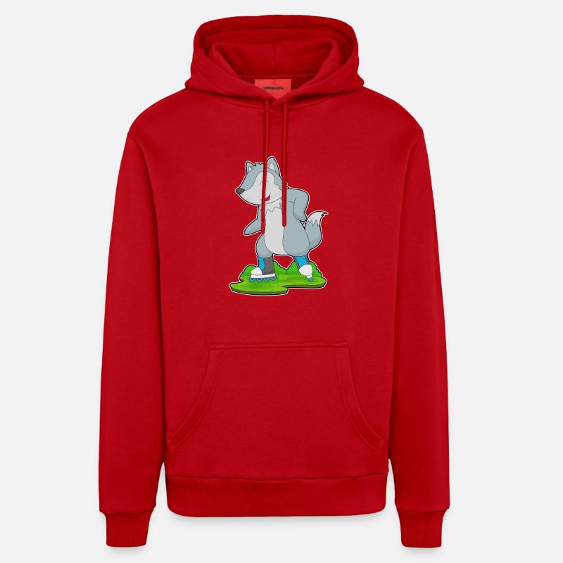 Wolf Inline skating Rollschuhe - Organic Relaxed Hoodie Made in EU - Rot