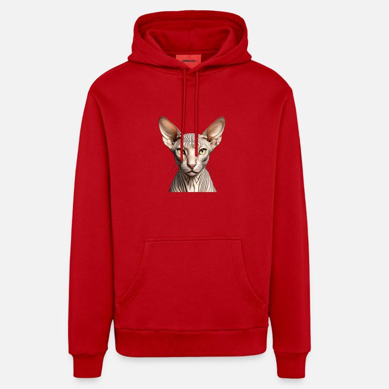 Chat Sphynx - Sweat à capuche bio décontracté fabriqué en UE - rouge