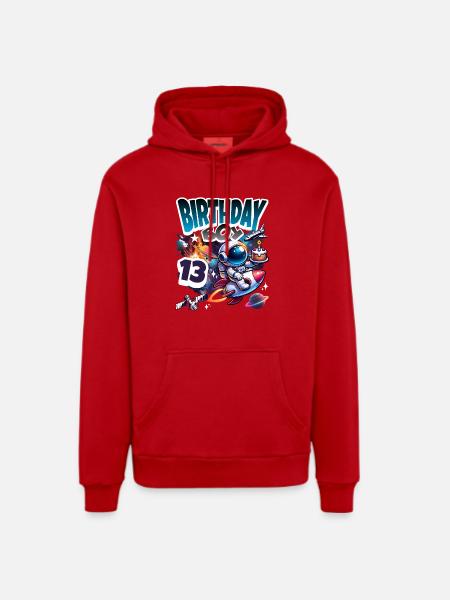 Astronaut 13th Birthday Space - Organic Relaxed Hoodie Made in EU - red