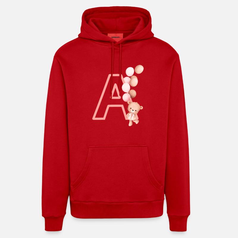 Lettre a rose ours - Sweat à capuche bio décontracté fabriqué en UE - rouge