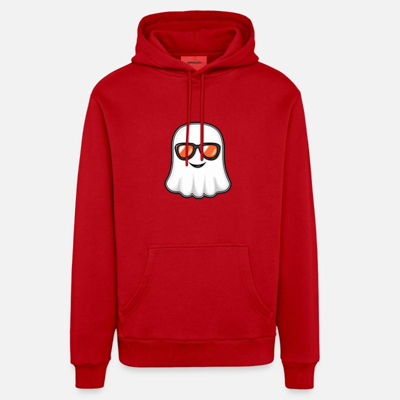 Fantôme Halloween Cool - Sweat à capuche bio décontracté fabriqué en UE - rouge