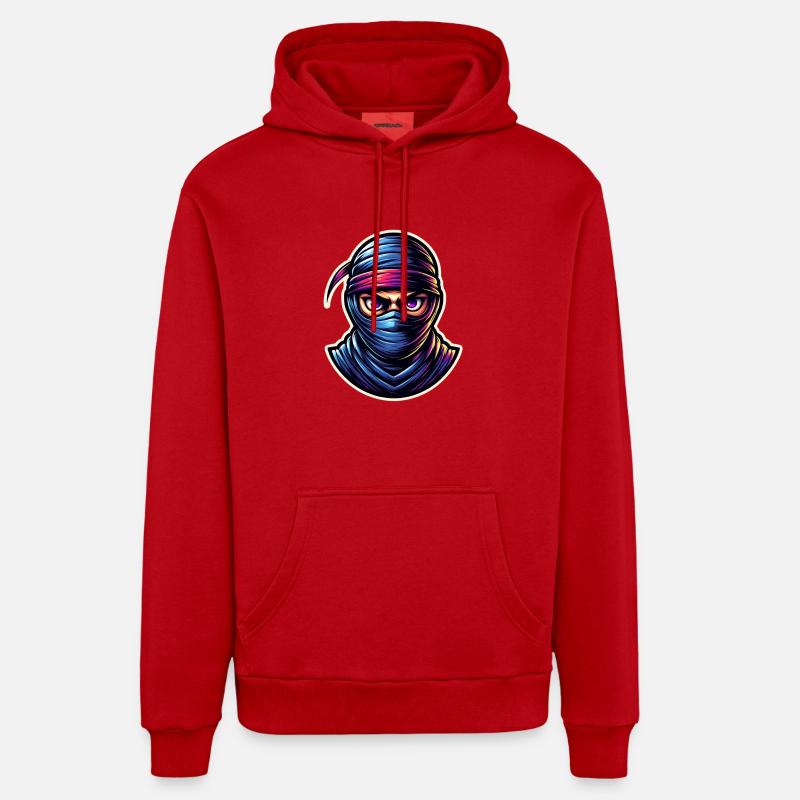 Ninja - Sweat à capuche bio décontracté fabriqué en UE - rouge