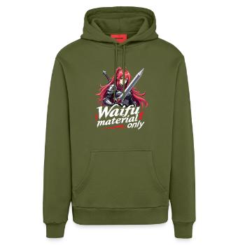 WAIFU MATERIAL ONLY - Warrior - Organic Relaxed Hoodie Made in EU - MOSS GREEN - Front