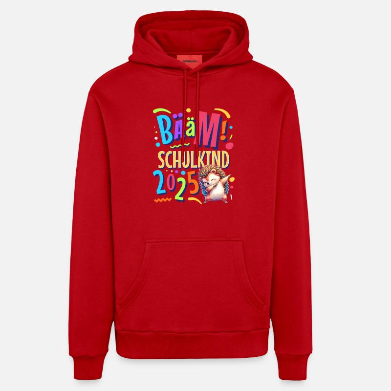 Bääm Écolier 2025 Dabbing Hérisson - Sweat à capuche bio décontracté fabriqué en UE - rouge