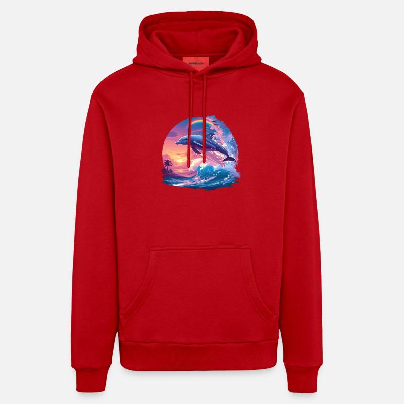 Dauphin Dauphins Dauphin - Sweat à capuche bio décontracté fabriqué en UE - rouge