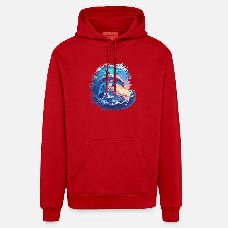 Dauphin Dauphins Dauphin - Sweat à capuche bio décontracté fabriqué en UE - rouge