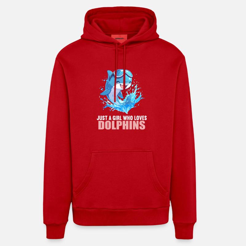 Dauphin Dauphins Dauphin - Sweat à capuche bio décontracté fabriqué en UE - rouge