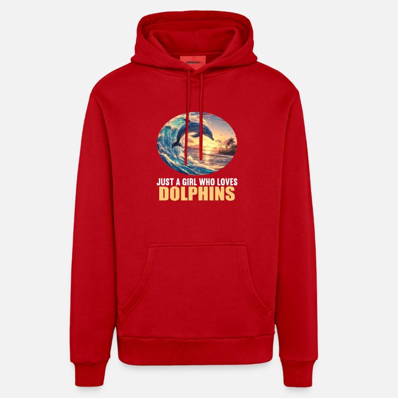 Dauphin Dauphins Dauphin - Sweat à capuche bio décontracté fabriqué en UE - rouge