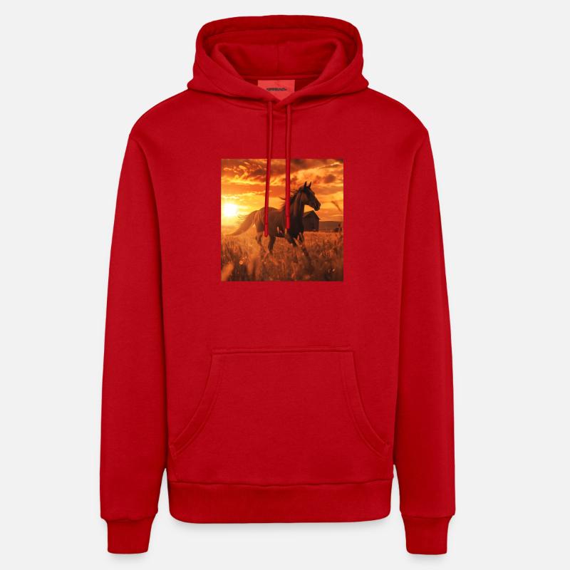 Cheval - Sweat à capuche bio décontracté fabriqué en UE - rouge
