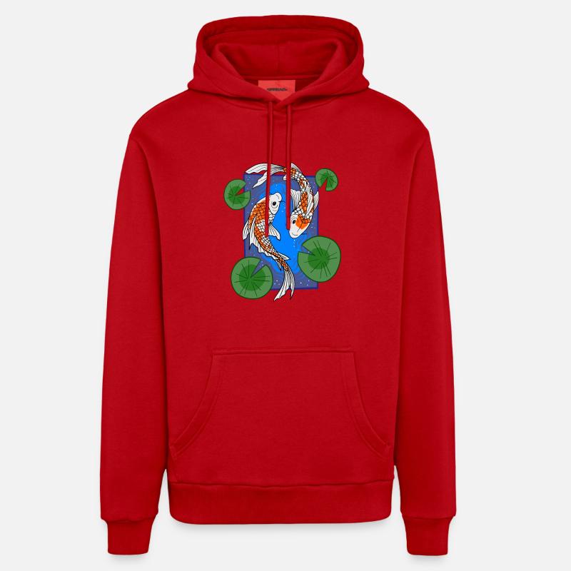Poisson Koi - Sweat à capuche bio décontracté fabriqué en UE - rouge