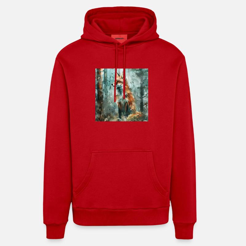 Renard - Sweat à capuche bio décontracté fabriqué en UE - rouge