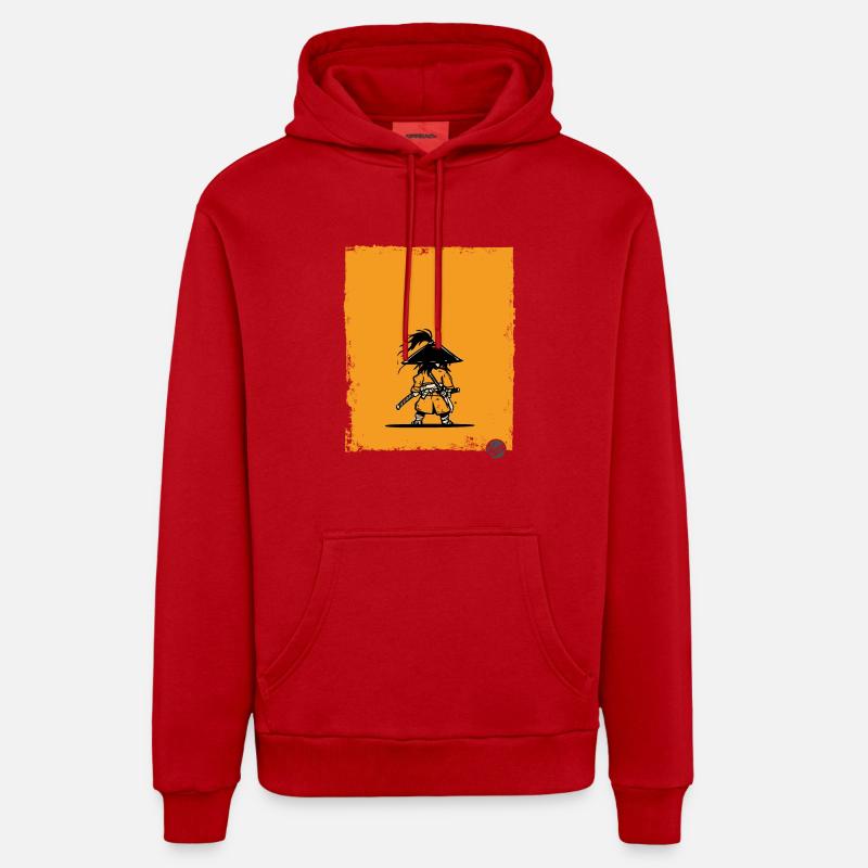 Samurai Style Warrior Silhouette - Organic Relaxed Hoodie Made in EU - red