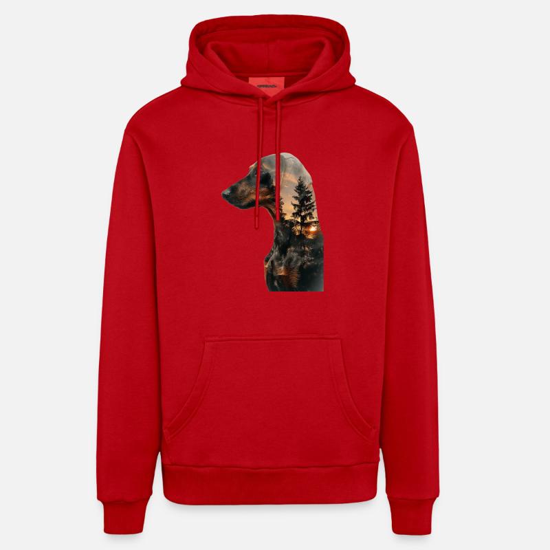 Teckel - Sweat à capuche bio décontracté fabriqué en UE - rouge
