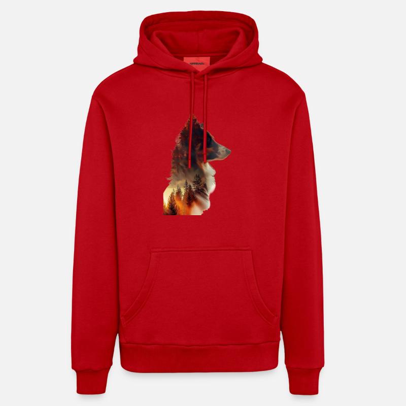 Border Collie - Sweat à capuche bio décontracté fabriqué en UE - rouge