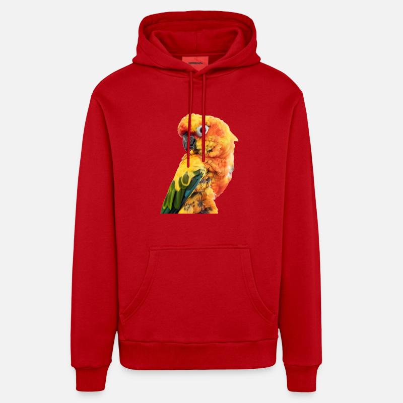 Perruches - Sweat à capuche bio décontracté fabriqué en UE - rouge