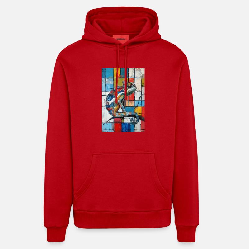 Caméléon - Sweat à capuche bio décontracté fabriqué en UE - rouge