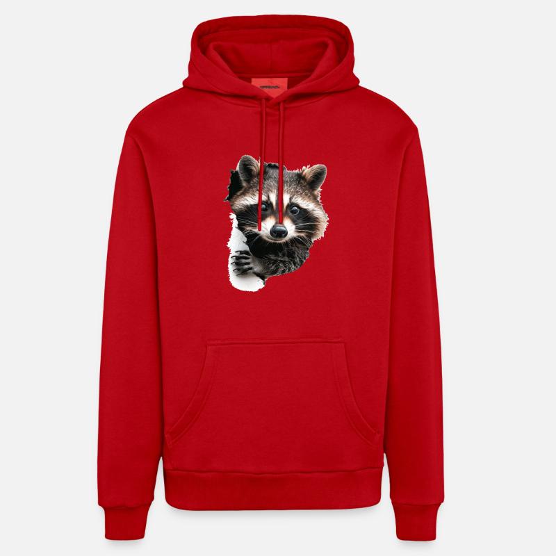 Raton laveur - Sweat à capuche bio décontracté fabriqué en UE - rouge