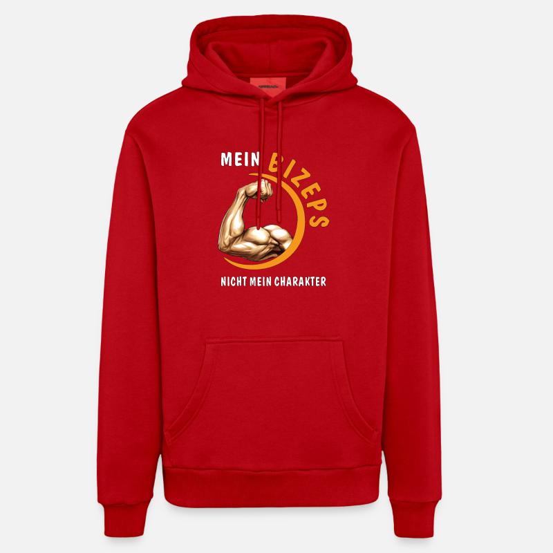 MES BICEPS, PAS MON CARACTÈRE - Sweat à capuche bio décontracté fabriqué en UE - rouge