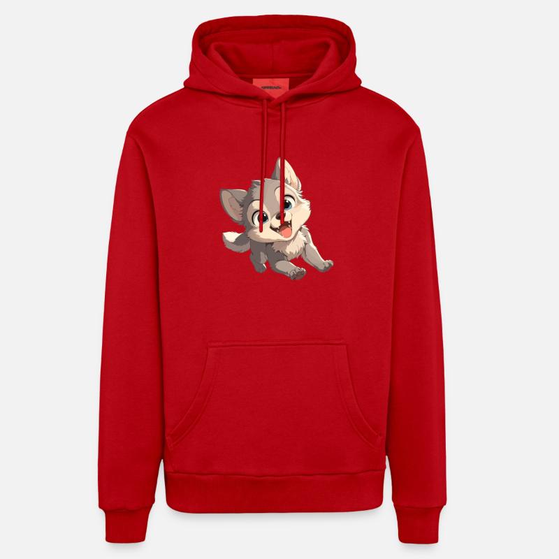 Loups Loup - Sweat à capuche bio décontracté fabriqué en UE - rouge