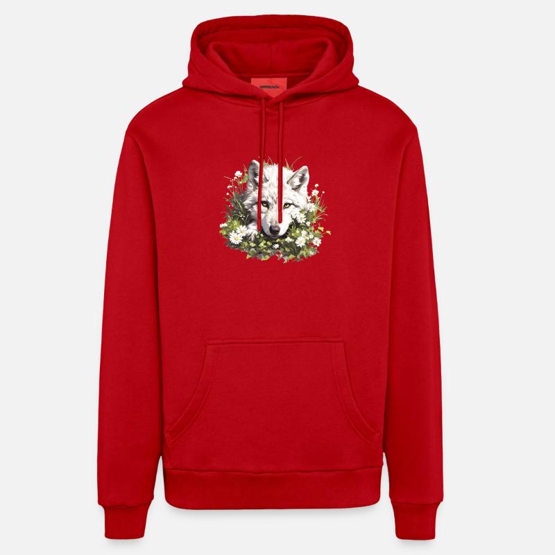 Loups Loup - Sweat à capuche bio décontracté fabriqué en UE - rouge