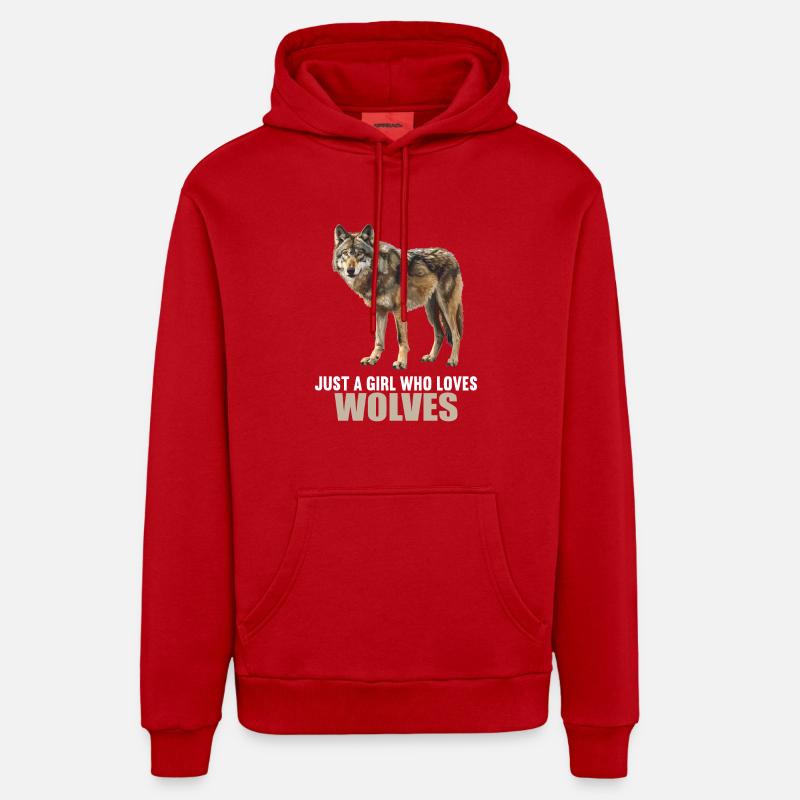 Loups Loup - Sweat à capuche bio décontracté fabriqué en UE - rouge