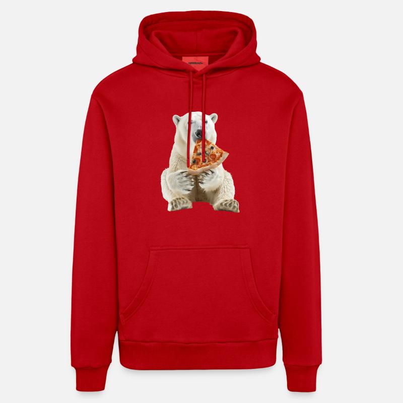 Ours blanc - Sweat à capuche bio décontracté fabriqué en UE - rouge