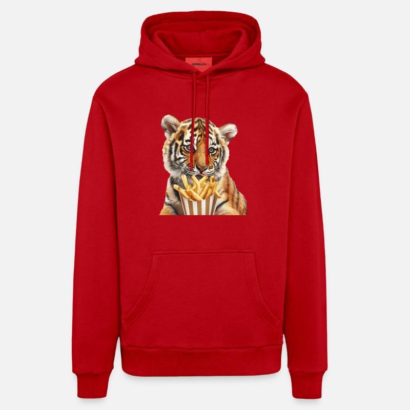 Tigre - Sweat à capuche bio décontracté fabriqué en UE - rouge