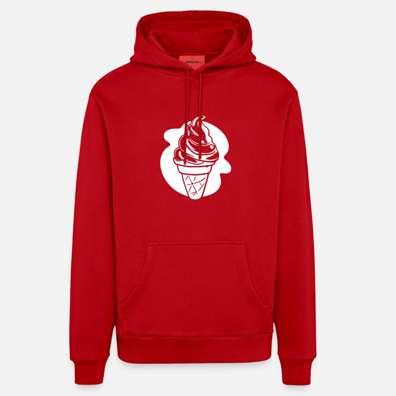 Dessin de crème glacée - Sweat à capuche bio décontracté fabriqué en UE - rouge