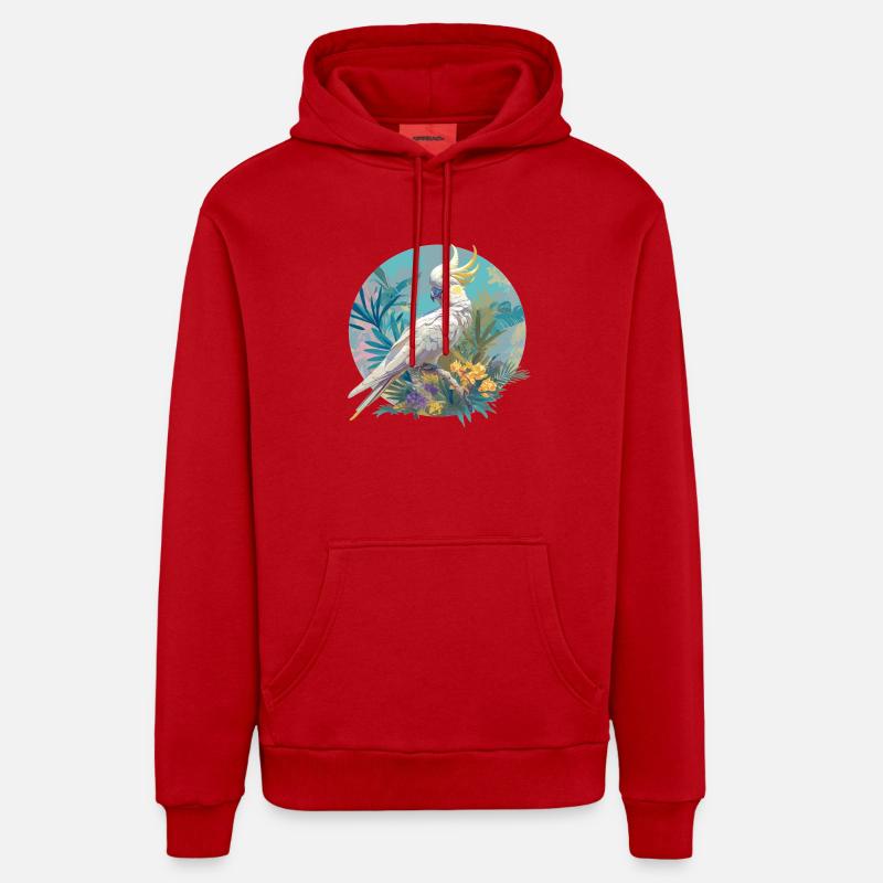 Cacatoès Cacatoès Cacatoès - Sweat à capuche bio décontracté fabriqué en UE - rouge