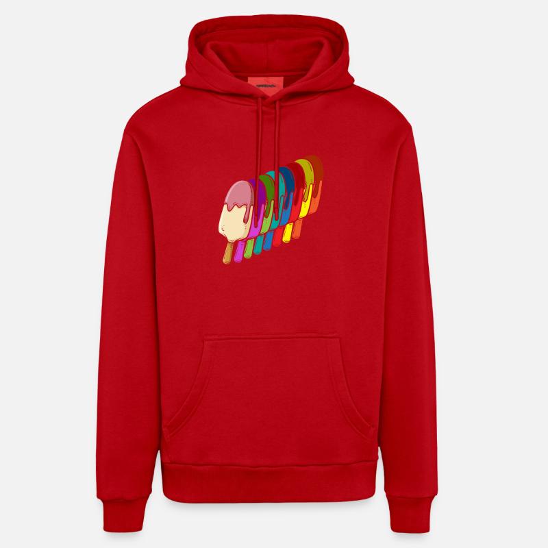 Amateur de crème glacée Arc-en-ciel - Sweat à capuche bio décontracté fabriqué en UE - rouge