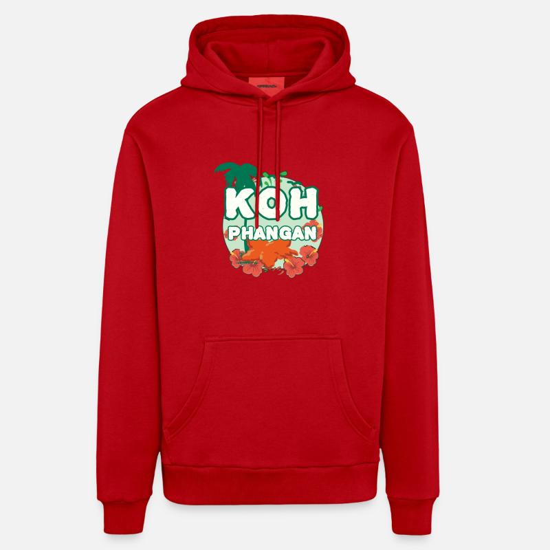 K8h Île de Pha-ngan - Sweat à capuche bio décontracté fabriqué en UE - rouge