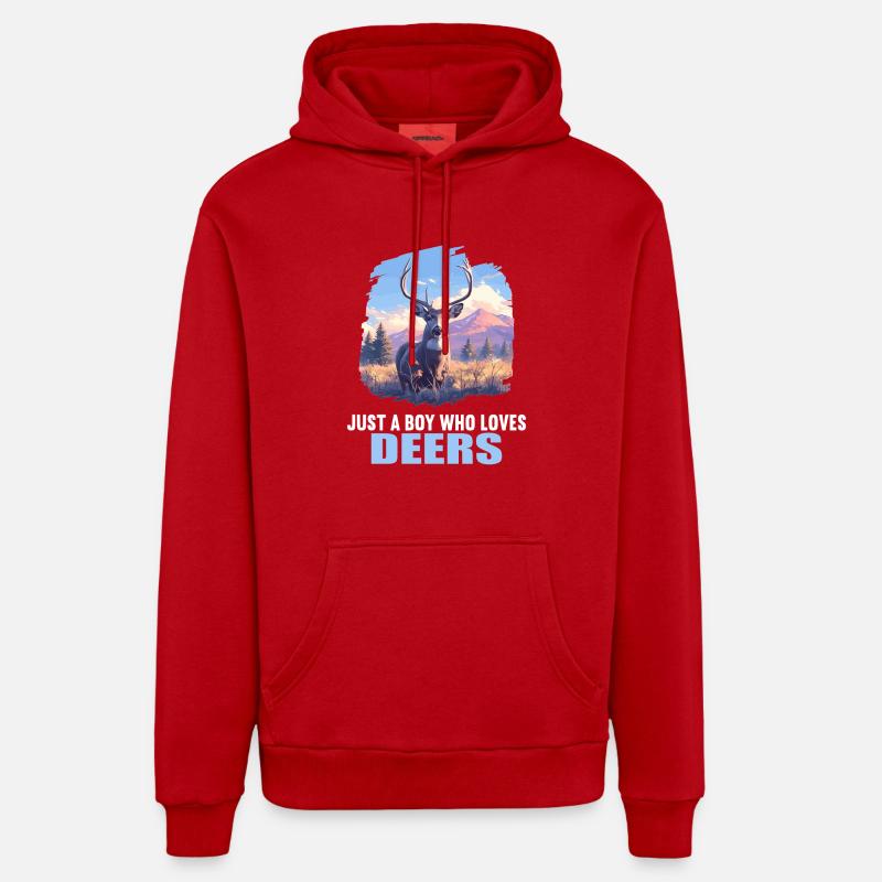 Cerf Cerf - Sweat à capuche bio décontracté fabriqué en UE - rouge