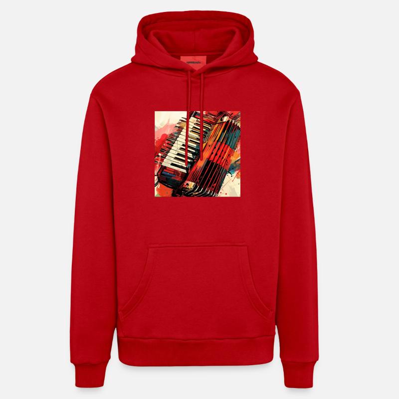 Accordéon - Sweat à capuche bio décontracté fabriqué en UE - rouge