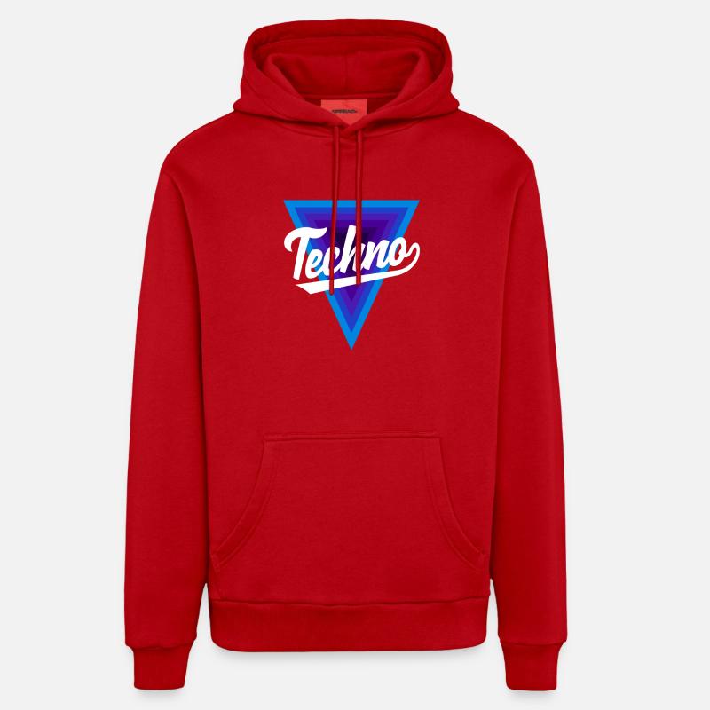 Techno Lover Triangle Design - Organic Relaxed Hoodie Made in EU - red