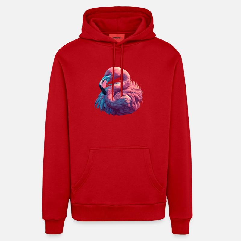 Flamants roses Flamant rose - Sweat à capuche bio décontracté fabriqué en UE - rouge