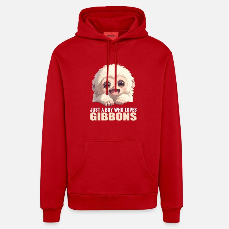 Gibbons Gibbon - Sweat à capuche bio décontracté fabriqué en UE - rouge