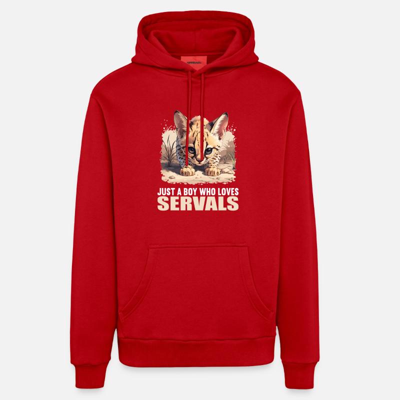 Servale Serval - Sweat à capuche bio décontracté fabriqué en UE - rouge