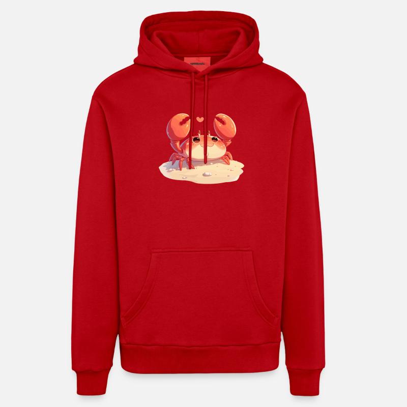 Crabe Crabe - Sweat à capuche bio décontracté fabriqué en UE - rouge