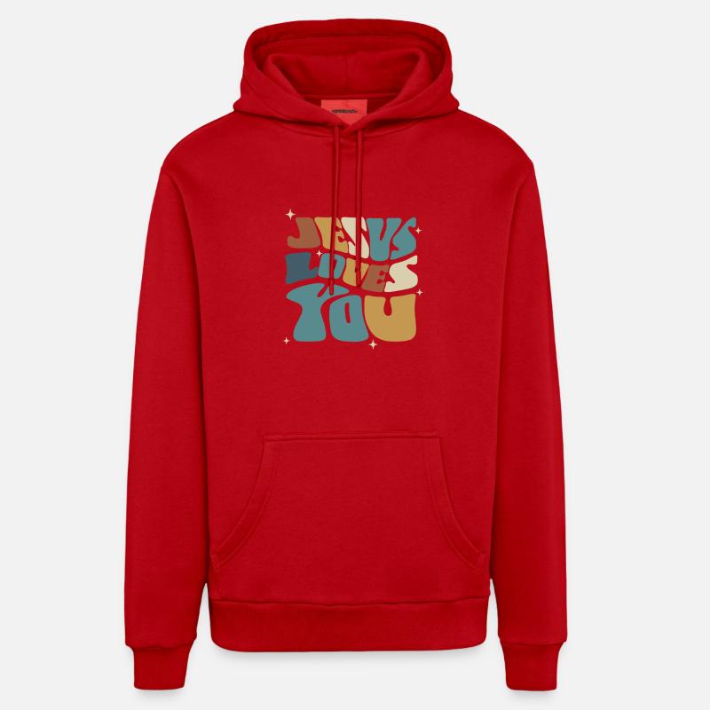 Jésus t’aime Message spirituel - Sweat à capuche bio décontracté fabriqué en UE - rouge