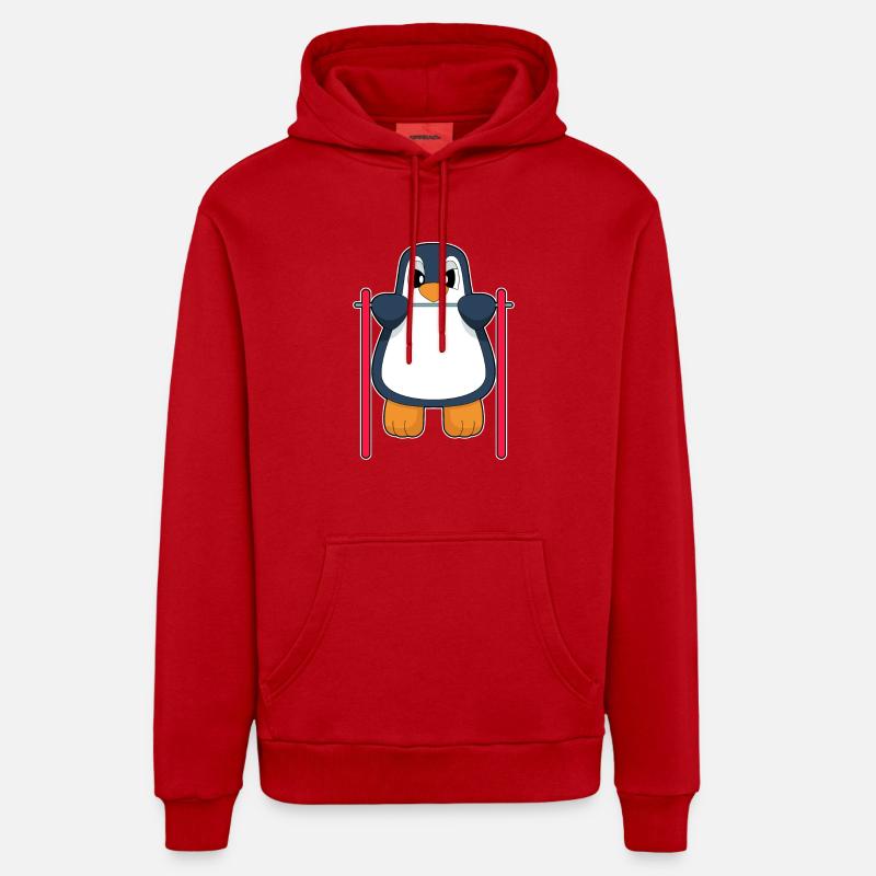Penguin Bodybuilder Tractions - Sweat à capuche bio décontracté fabriqué en UE - rouge