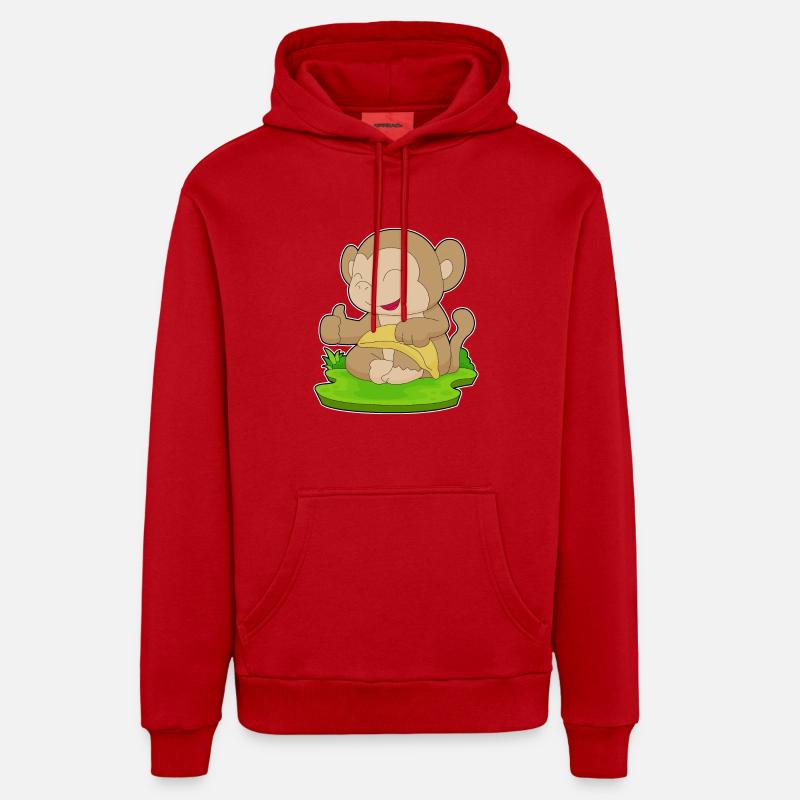 Singe Banane Fruit - Sweat à capuche bio décontracté fabriqué en UE - rouge