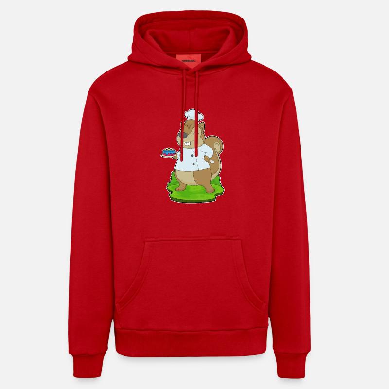 Écureuil Anniversaire Chef - Sweat à capuche bio décontracté fabriqué en UE - rouge