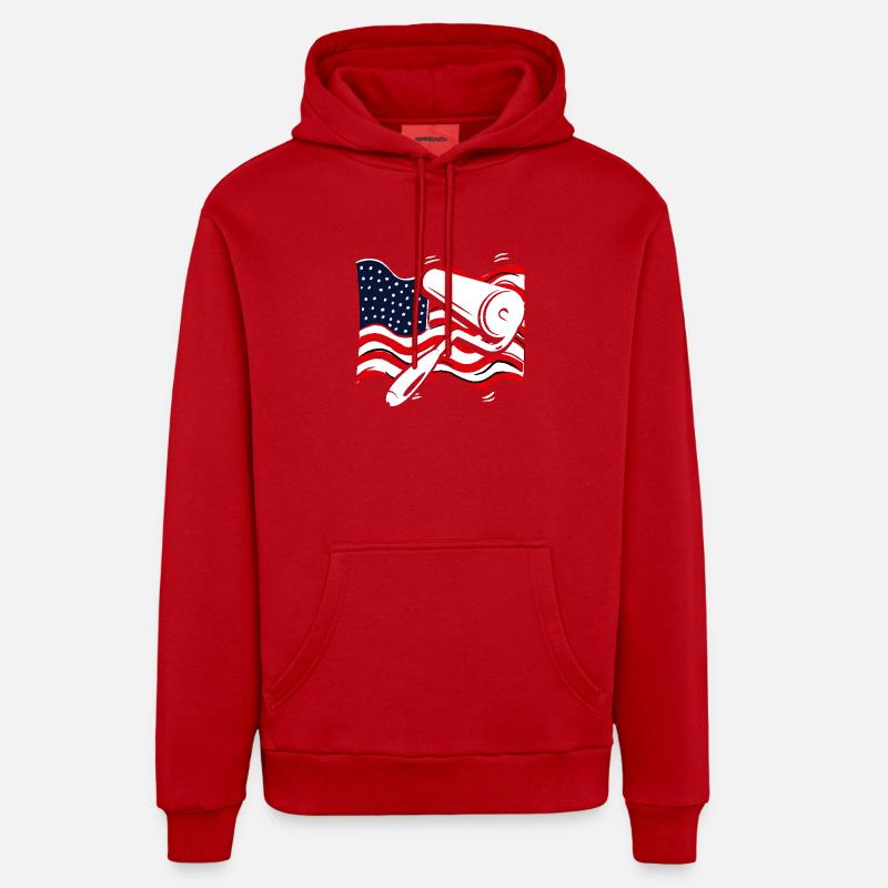 Peintre avec drapeau américain - Sweat à capuche bio décontracté fabriqué en UE - rouge