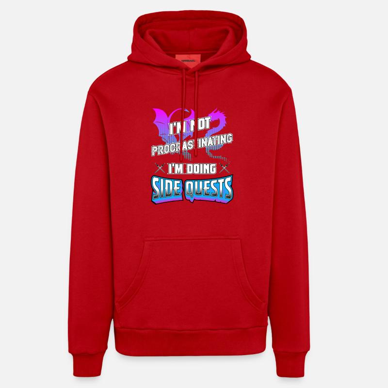 Procrastiner1 - Sweat à capuche bio décontracté fabriqué en UE - rouge