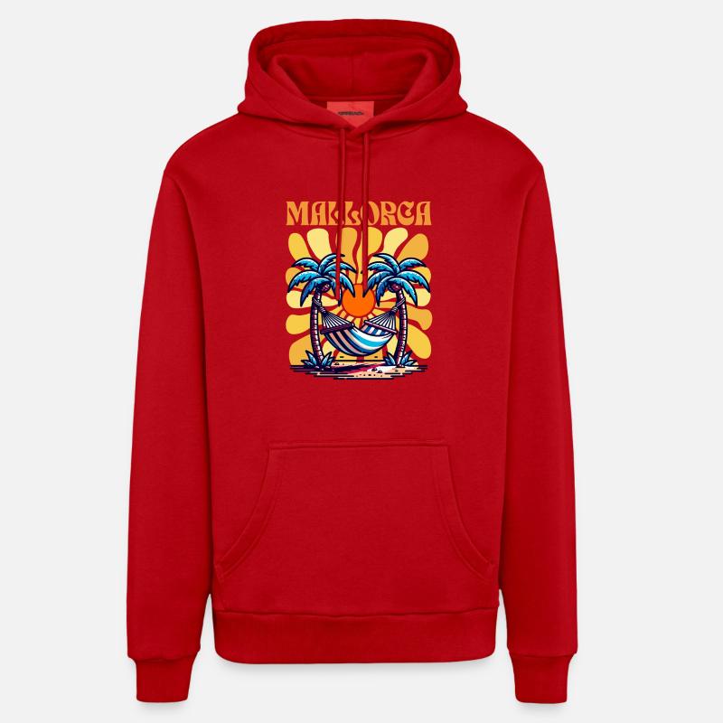 Majorque - Sweat à capuche bio décontracté fabriqué en UE - rouge