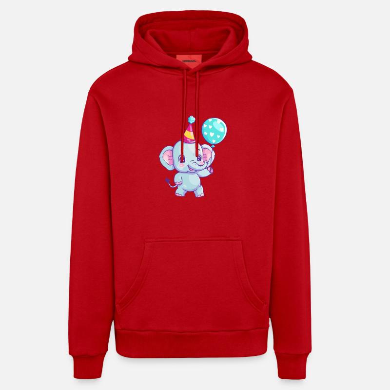 Éléphant Anniversaire Bébé - Sweat à capuche bio décontracté fabriqué en UE - rouge