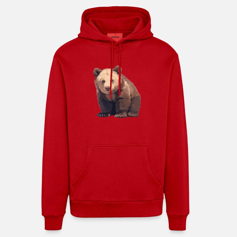 Ours Kodiak Ours Kodiak - Sweat à capuche bio décontracté fabriqué en UE - rouge
